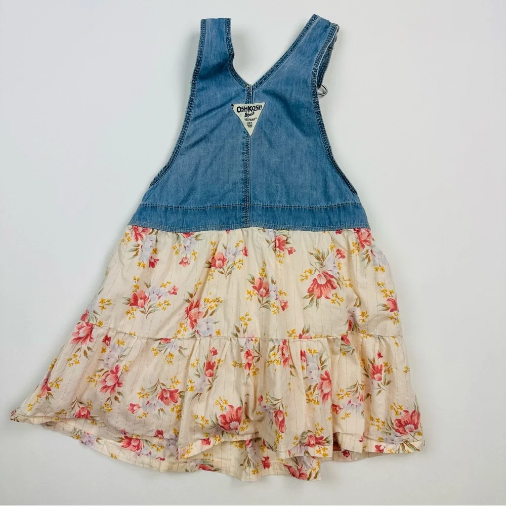 Osh Kosh B’Gosh Cute Toddler Denim Floral Overall Dress Size 5T